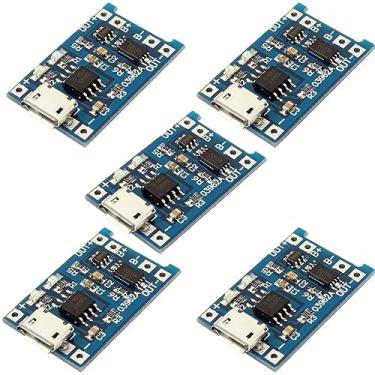 Imagem de Kit com: 5x Módulo Carregador de Baterias de Lítio de 3,7v a 4,2v TP4056 com Proteção