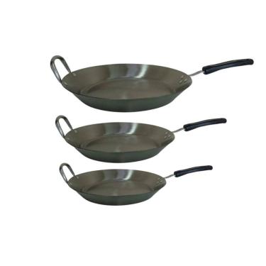 Imagem de Kit Frigideiras em Aço Inox Cabo Baquelite Chapa 2mm Fritura