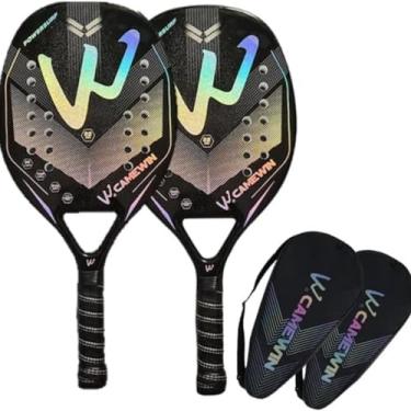 Imagem de Kit 2 Raquetes de Beach Tennis Profissionais de Fibra de Carbono 3K Camewin e 2 Bolsas porta-raquete
