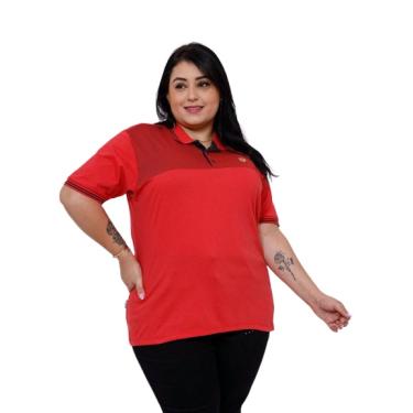 Imagem de Camiseta Polo Plus Size Feminina Oversized Estampa Sortida gap Vermelho