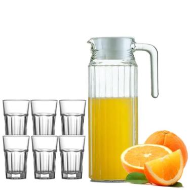 Imagem de Jogo De Jarra 1l Com 6 Copos 300ml Em Vidro Para Água Suco
