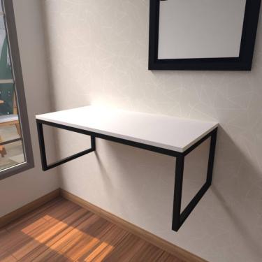 Imagem de Aparador Industrial Branco Off White Moderno Cantinho Café Escritorio Simples Bancada Suspensa