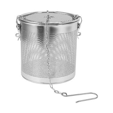 Imagem de Infusor de chá, filtro de tempero de aço inoxidável com cesta de chá e tampa Filtros de chá para malha de chá solta Filtração microporosa Infusor de especiarias (4.3L)