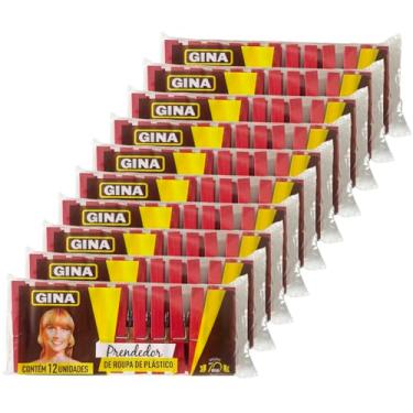 Imagem de Kit 10 Dúzias Pregador de Plastico Gina para roupas tecidos varal lençol decoração 120 un Cor:vermelho