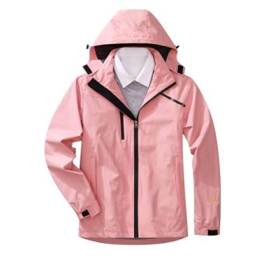 Imagem de BFAFEN Jaqueta de chuva leve à prova d'água feminina com capuz jaqueta casual com zíper jaqueta moderna para caminhadas, rosa, 3G