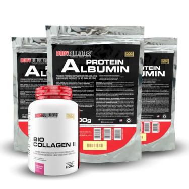 Imagem de Kit 3x Albumin Protein 500g + Colágeno Hidrolisado Bio Collagen 200g - BODYBUILDERS (Baunilha)
