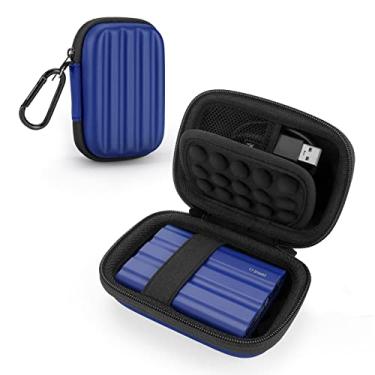 Imagem de YINKE Estojo de transporte compatível com Samsung T7 Shield/T7/T7 Touch SSD portátil USB 3.2 1TB, 2TB, 500GB, capa protetora de armazenamento de viagem portátil EVA rígida (azul)