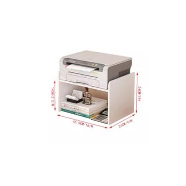 Imagem de Suporte de impressora, prateleira, mesa, escritório, copiadora, prateleira elevada, prateleira de armazenamento dupla, várias camadas, pequena estante de livros, impressora de mesa (cor: preto)