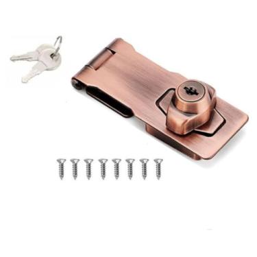 Imagem de Armários e mais, liga de zinco com revestimento cromado de ferro, porta de bloqueio com chaves de 10 cm, vermelho