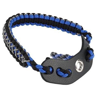 Imagem de SUNYA Alça de pulso com arco e flecha, alça de paracord 550 confortável na mão. Pala de couro de flor integral 100%, várias cores camufladas. Ajuste estabilizador de arco composto e recurvo. (Iron Rider 41)