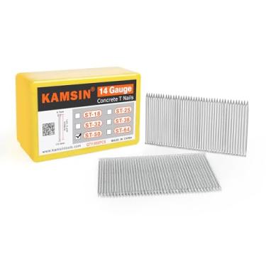 Imagem de ST50 Pregos T de concreto calibre 14, pregos T de concreto agrupados de 50 mm de comprimento, galvanizados, 800 peças/caixa, fixadores para pregador de concreto pneumático, pistola de pregos Air T