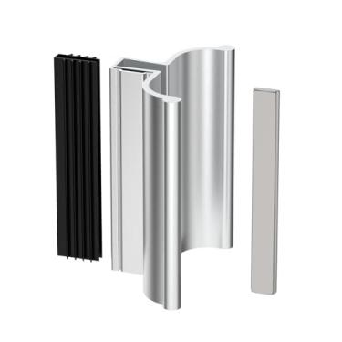 Imagem de Maçaneta de porta de chuveiro cromada brilhante de 9,5 cm sem moldura com metal e ímã de 7,6 cm, kit de trava magnética para porta de chuveiro serve para espessura de porta de vidro 0,6 cm, 5/32",