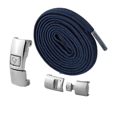 Imagem de Elastic Laces Sneakers Width Flat Shoelaces Without Ties Kids Adult Lock No Tie Shoelace Rubber Bands Shoe Accessories (Color : Navy blue)