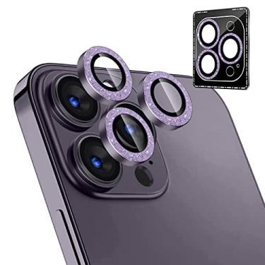 Imagem de DEERLAMN Protetor de lente de câmera para iPhone 14 Pro 6,1 polegadas e iPhone 14 Pro Max 6,7 polegadas, capa ultra transperente, compatível com anti-riscos, dureza 9H, vidro temperado com borda de alumínio [bandeja de fácil instalação] - Roxo