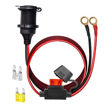Imagem de Cabo de extensão de soquete de isqueiro de rosca fixa 12V/24V com terminal perfurado, tipo de bateria direta, adaptador de isqueiro de carro. Cabo resistente 14AWG 20A 3 m (Enviar dois tablets de seguro)