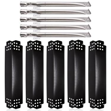 Imagem de Peças de reposição para churrasqueira Nexgrill 5 queimadores 720-0888, 720-0888N, Nexgrill 4 queimadores 720-0830H, Members Mark 720-0882D, kit de substituição de protetores de placa térmica de aço de porcelana e tubos de queimador (pacote com 5)