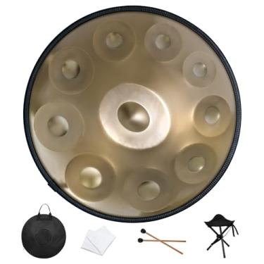 Imagem de Tambor Handpan 55 cm D menor curdo, 432 Hz 10 notas, tambor de aço premium, instrumento de mão para adultos (ouro)
