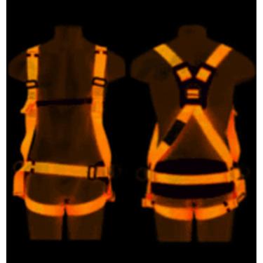 Imagem de Kit - Cinto de segurança tipo paraquedista com 4 pontos de ancoragem com trava-quedas em aço inox para corda 12mm