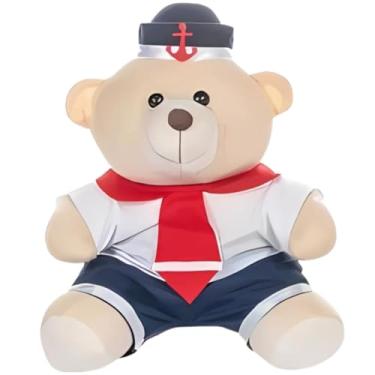 Imagem de Urso De 18cm Para Nicho Decoração Menino Marinheiro Vermelho Claro Bebê Baby Decoração Quarto Festa Pelúcia Presente