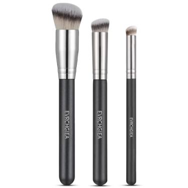 Imagem de Conjunto de pincéis de contorno corretivo de base plana angular, 2 peças densas sob os olhos e nariz Kabuki para configuração de mistura, polimento com líquido, creme e pó (170/270/370)..