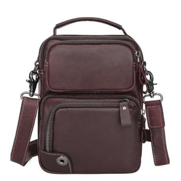Imagem de Bolsa tiracolo masculina de couro legítimo, bolsa mensageiro vintage para viagens, trabalho, negócios, b