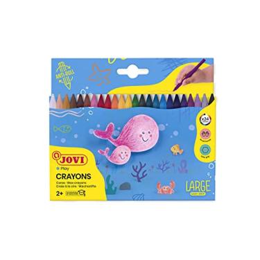 Imagem de Giz de cera hexagonal de plástico Jovi com coloração suave e pigmentos de cor intensa premium, multicolorido, conjunto com 24