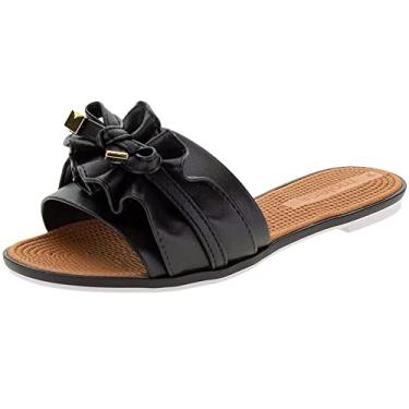 Imagem de Sandália Moleca Rasteira Feminino, Preto, 35