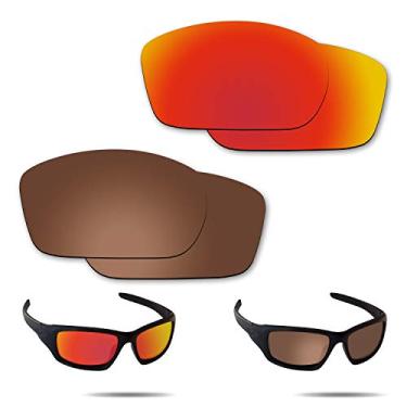 Imagem de Fiskr Lentes de reposição anti-água salgada para óculos de sol Oakley Holbrook (vermelho e marrom, triacetato termoformado (TAC) - Polarizado)
