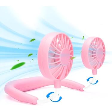 Imagem de SPRINT4DEALS Ventilador de pescoço portátil recarregável com velocidades ajustáveis, acessório de verão para homens e mulheres (ventilador de pescoço rosa)