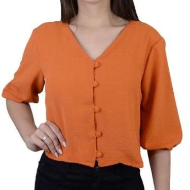 Imagem de Camisa Feminina Olho Fatal Cropped Laranja Rust - 60162-Feminino