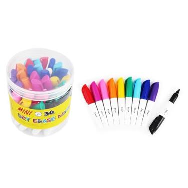 Imagem de SKKSTATIONERY 36 Mini Marcadores Apagáveis a Seco, Marcadores de Quadro Branco, Canetas Marcadoras de 8 cm, Neon, Ponta de Feltro