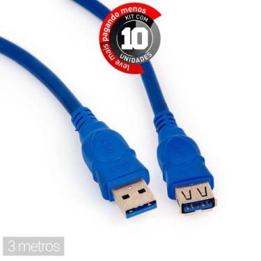 Imagem de Extensão Superspeed Usb 3.0 - 3 Metros - Kit 10 - Cirilo Cabos