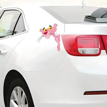 Imagem de Adesivo de Carro Pantera Cor de Rosa - Lojinha da Luc Adesivos