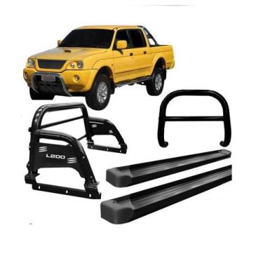 Imagem de Kit Quebra Mato Estribo Santo Antônio H3 L200 004 Preto - HOZZ