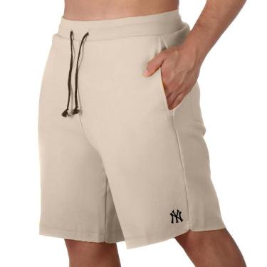 Imagem de Bermuda Moletinho Short Calçao Masculino Estampa New York Cordão Ajustavel Com Bolsos Academia