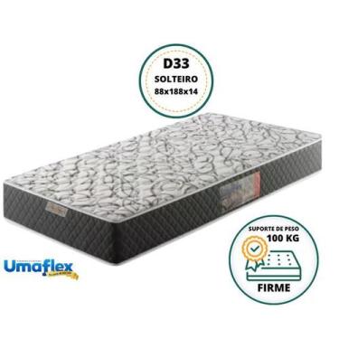 Imagem de Colchão Solteiro Espuma D33  Umaflex Ouro 88x188x14 - Firme - Alta Qua