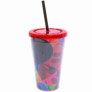 Imagem de Copo Com Canudo Face Mickey Colorido 450ml 90 Anos - Disney