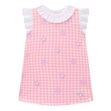 Imagem de Vestido Infantil Rosa Xadrez Molecotton Kukiê, M