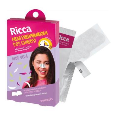 Imagem de Adesivo para Remoção de Cravos do Nariz Ricca com 3 Unidades