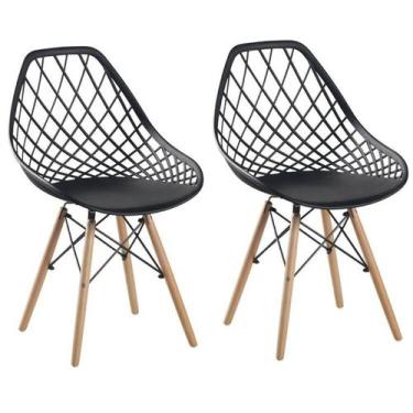 Imagem de Kit com 2 Cadeiras Cloe Base Madeira Preto - Rivatti