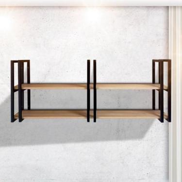 Imagem de Prateleira Industrial Moderna elegante  - Metal Decore, Amadeirado