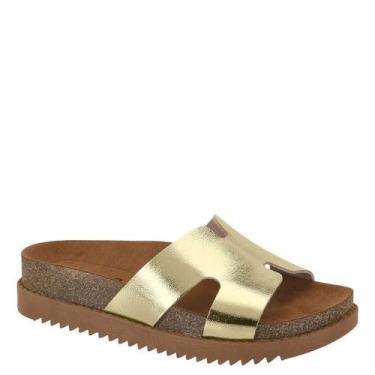 Imagem de Tamanco Feminino Flatform Sandália Conforto Moleca  5500.100, Dourado 