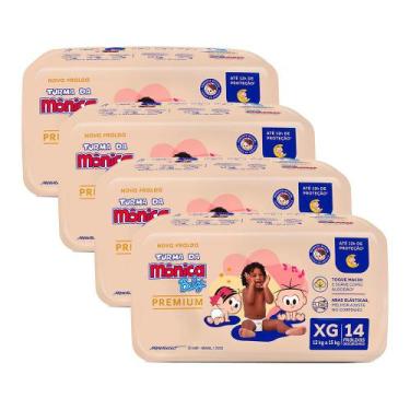 Imagem de Kit 4 Fralda Turma da Mônica Baby Premium Jumbo XG com 14un cada