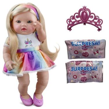 Imagem de Kit Boneca Bebê Reborn Unicórnio Long Hair 36cm + 2 Surpresa - Roma