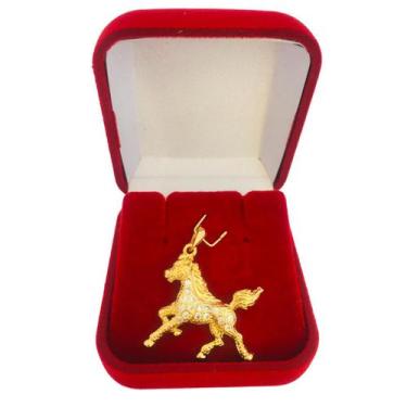 Imagem de Pingente Feminino Cavalo Peão Country Semijoia Banhado a Ouro 18k - Di
