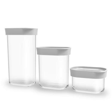 Imagem de Kit 3 Potes Herméticos Anti Impacto Em Acrílico Alimentos e Mantimento