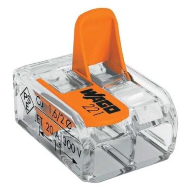 Imagem de Conector Automático Bipolar 221-412 Transparente 100 Peças Wago
