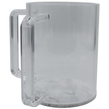 Imagem de Majestic Giftware Copo de lavagem Lucite para Netilat Yadayim - WC912 | Copo de lavagem judaica de 12,7 cm para ritual judaico com alças duplas transparentes, fundo de mármore e