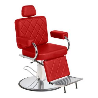 Imagem de Cadeira de Barbeiro Dallas Encosto Reclinável - CC&S, Vermelho