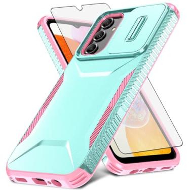 Imagem de Asuwish Capa de telefone para Samsung Galaxy A14/M14 5G com protetor de tela de vidro temperado e capa de câmera deslizante acessórios de proteção à prova de choque híbrido robusto A 14 4G 14A 14M G5